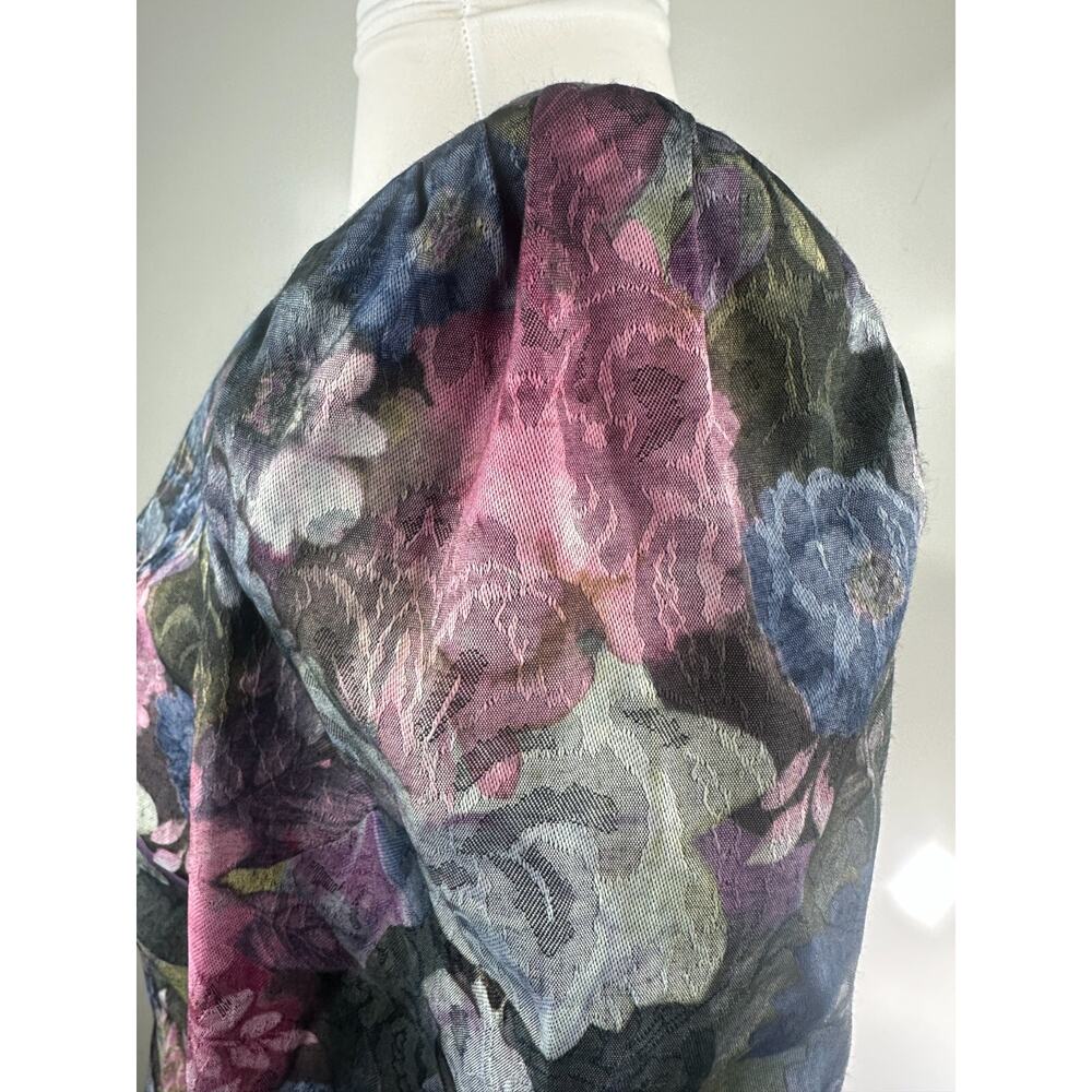Vintage Unbranded Floral Peplum Dress Secretary Romantic Prairie Layered Size 16 - Picture 8 of 16